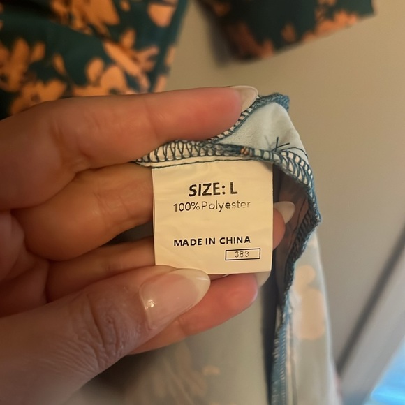 Floral Green and Orange Drop Waist Flowy Peasant Mini Dress - Picture 7 of 7